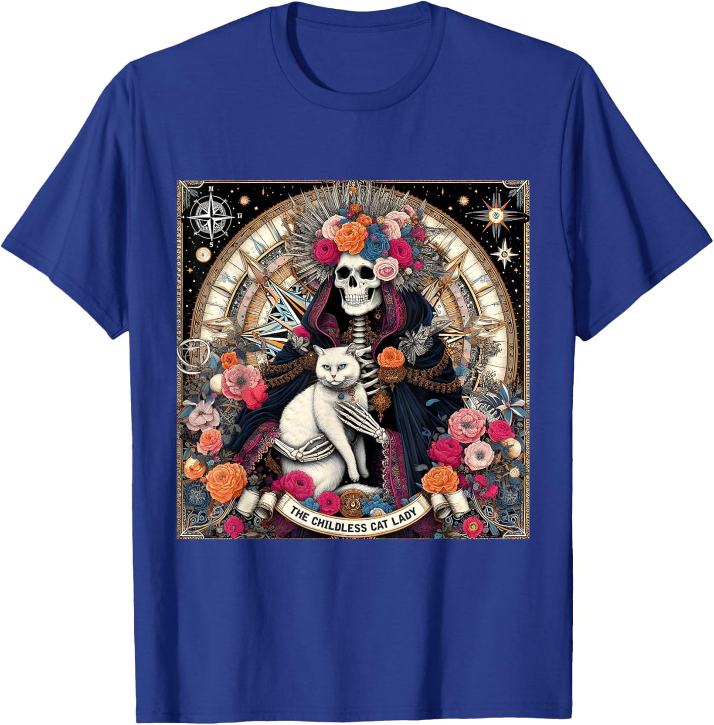 Childless Cat Lady Tarot Card Shirt Skeleton Cat Mom Mama T-Shirt - T-Shirt | Royal