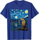 Otter Van Gogh Style Starry Night Funny Graphic T-Shirt - T-Shirt | Royal