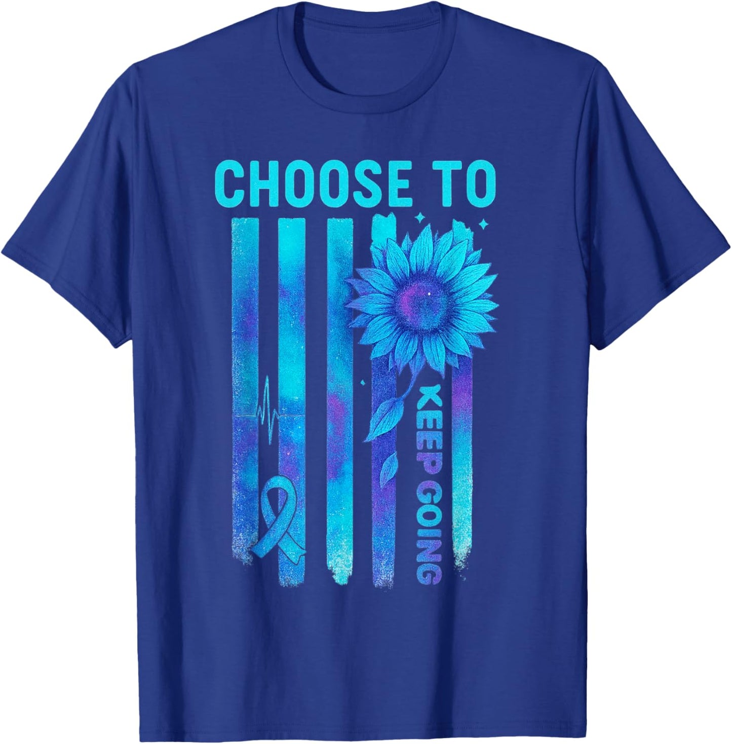 Choose to Keep Going US Flag Suicide Awareness Quote T-Shirt - T-Shirt | Royal