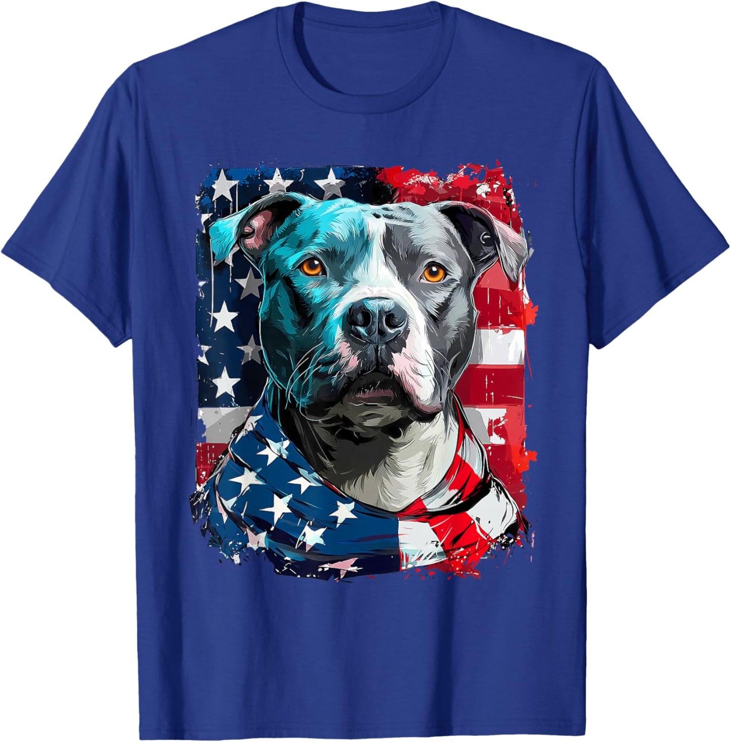 American Pitbull Terrier USA Flag Patriotic Pit Bull Dog T-Shirt - T-Shirt | Royal