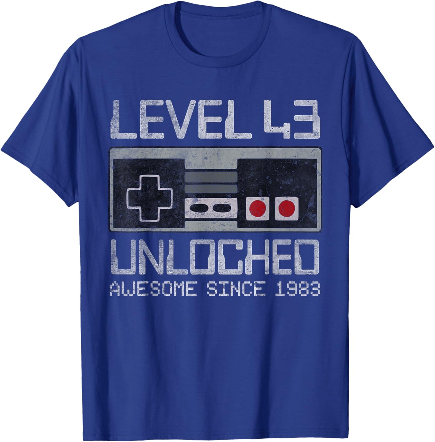 Level 43 Unlocked 43rd Birthday 43 Year Old Video Gamer Men T-Shirt - T-Shirt | Royal
