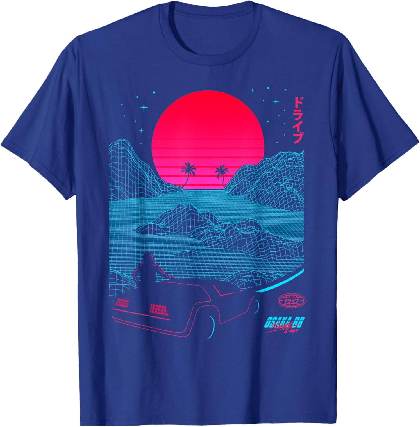 80s Eighties Synthwave Car T-Shirt - T-Shirt | Royal