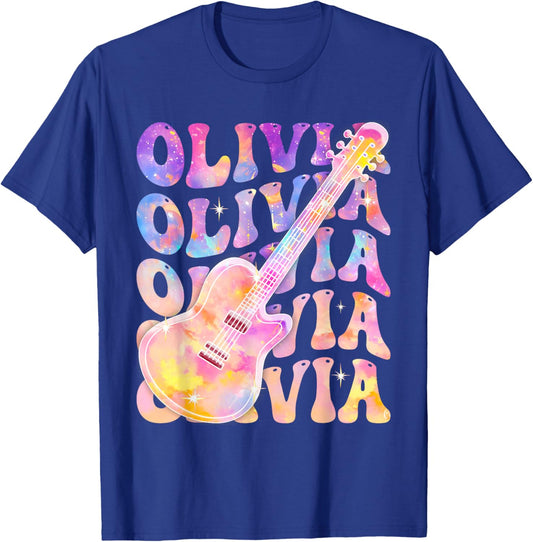 Girl Retro Olivia First Name Personalized Groovy 80's T-Shirt - T-Shirt | Royal