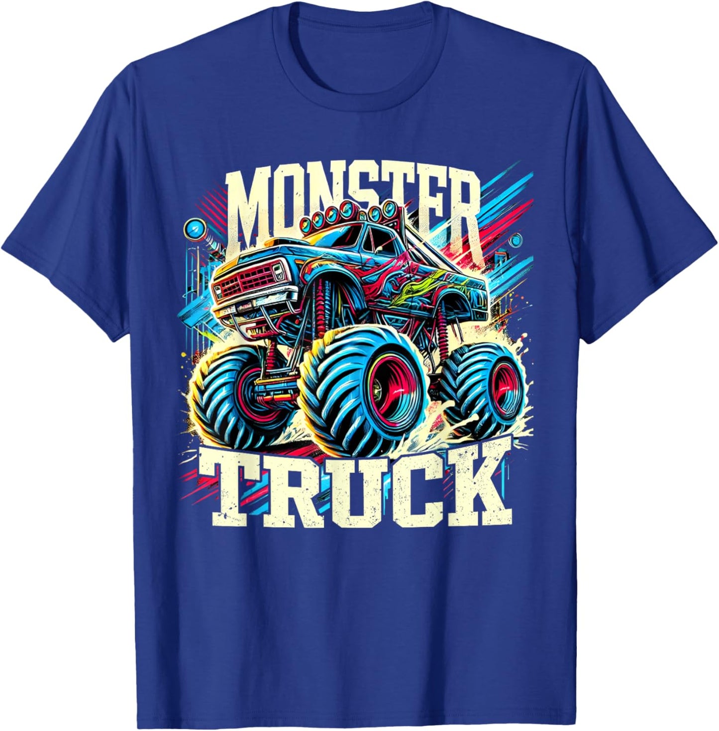 Monster Truck Retro Colorful Trucks Lover Toddler Teen Adult T-Shirt - T-Shirt | Royal