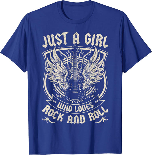 Rock Band Rock Concert Just A Girl Who Loves Rock and Roll T-Shirt - T-Shirt | Royal