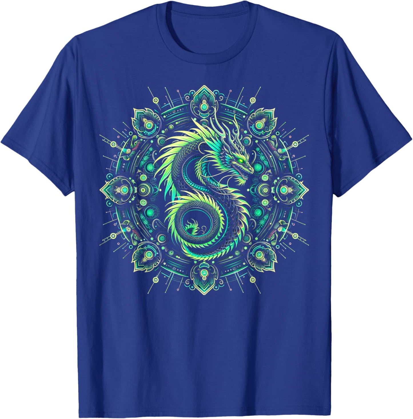 Geometric Dragon Mandala T-Shirt - T-Shirt | Royal