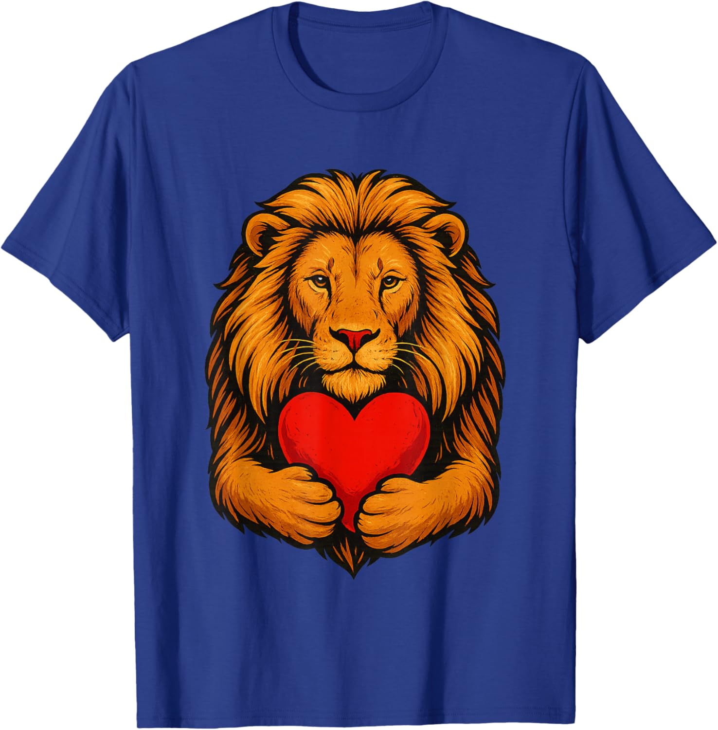 Lion Hugging Valentine Heart - Lions Valentines Day T-Shirt - T-Shirt | Royal
