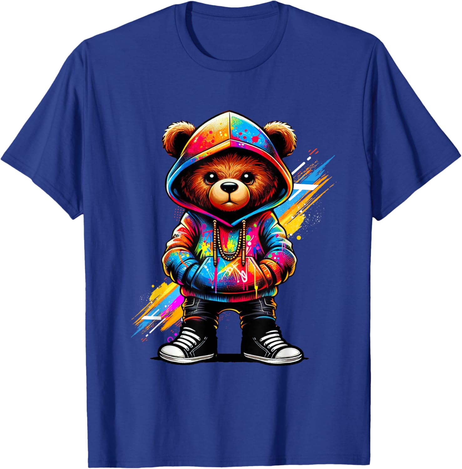 Hip Hop Teddy Bear Colorful Urban Rap Music Breakdancing T-Shirt - T-Shirt | Royal