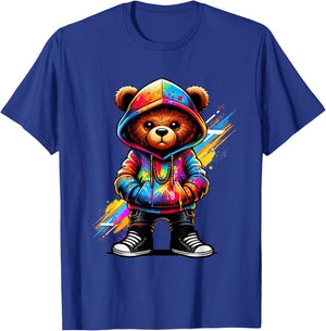 Hip Hop Teddy Bear Colorful Urban Rap Music Breakdancing T-Shirt - T-Shirt | Royal
