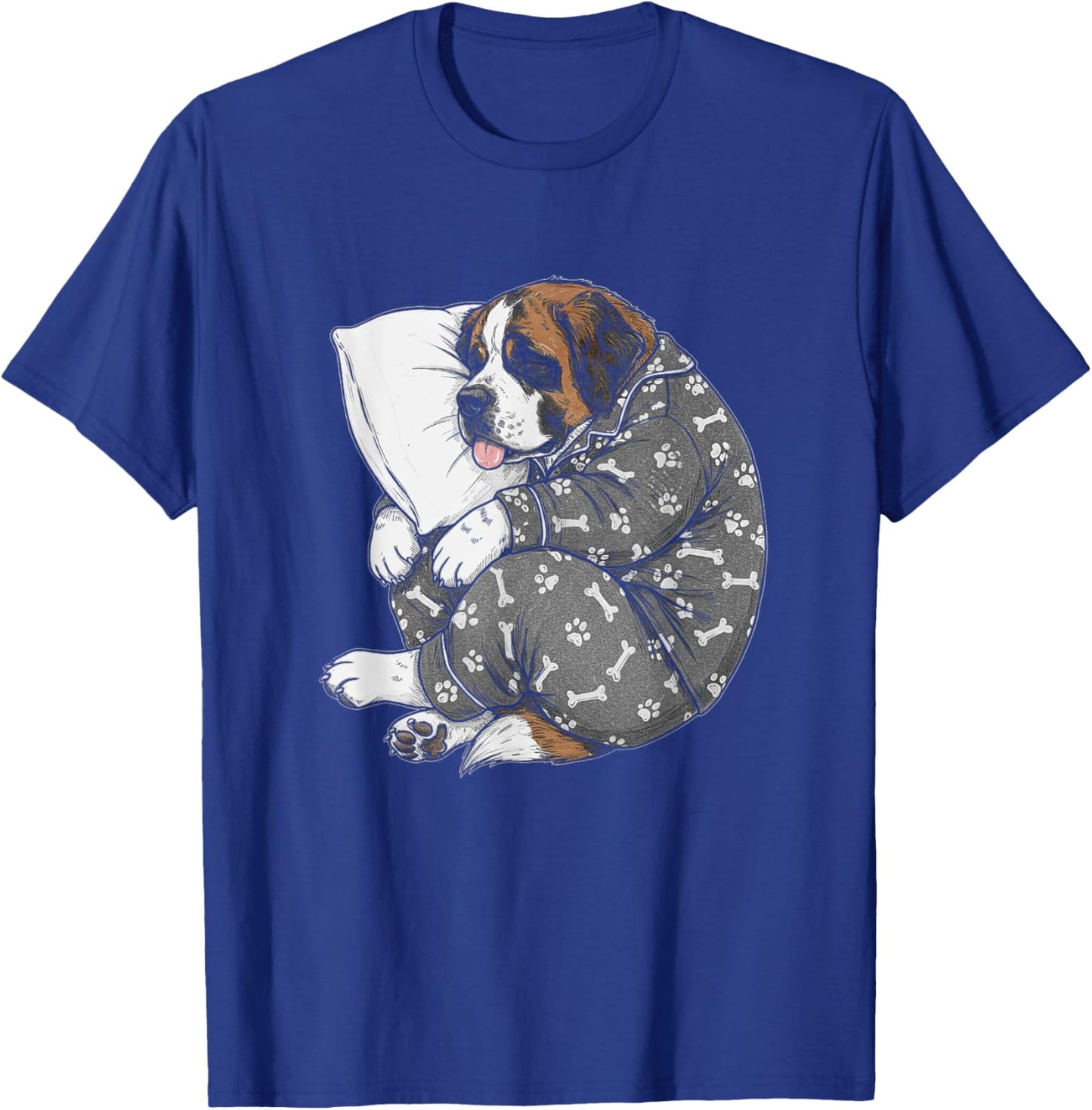 Funny Sleepy Saint Bernard Pajama Men Women Kids T-Shirt - T-Shirt | Royal
