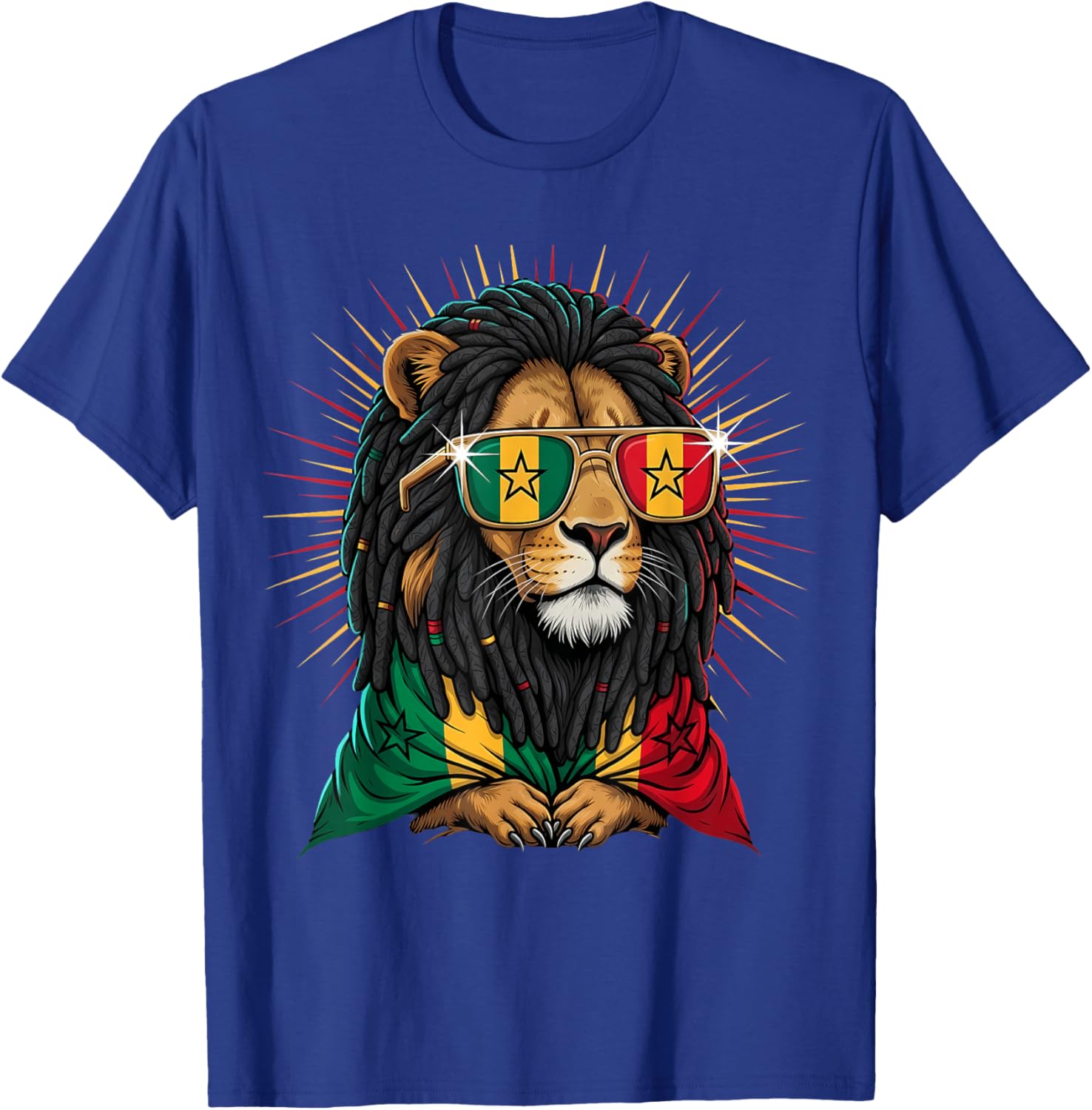 Rasta Reggae Music Headphones Jamaican Lion of Judah T-Shirt - T-Shirt | Royal