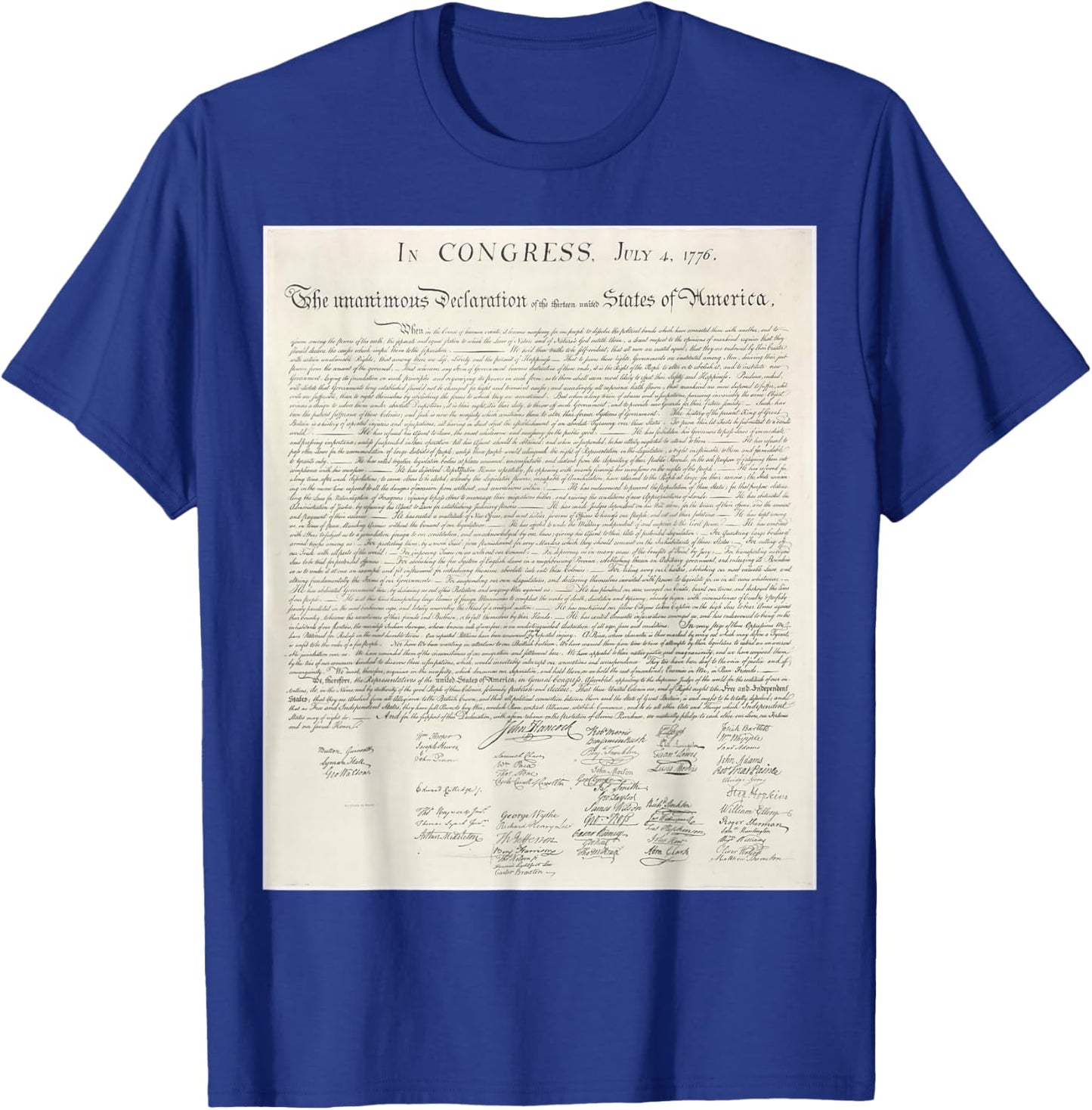 Declaration Of Independence Signatures T-Shirt - T-Shirt | Royal