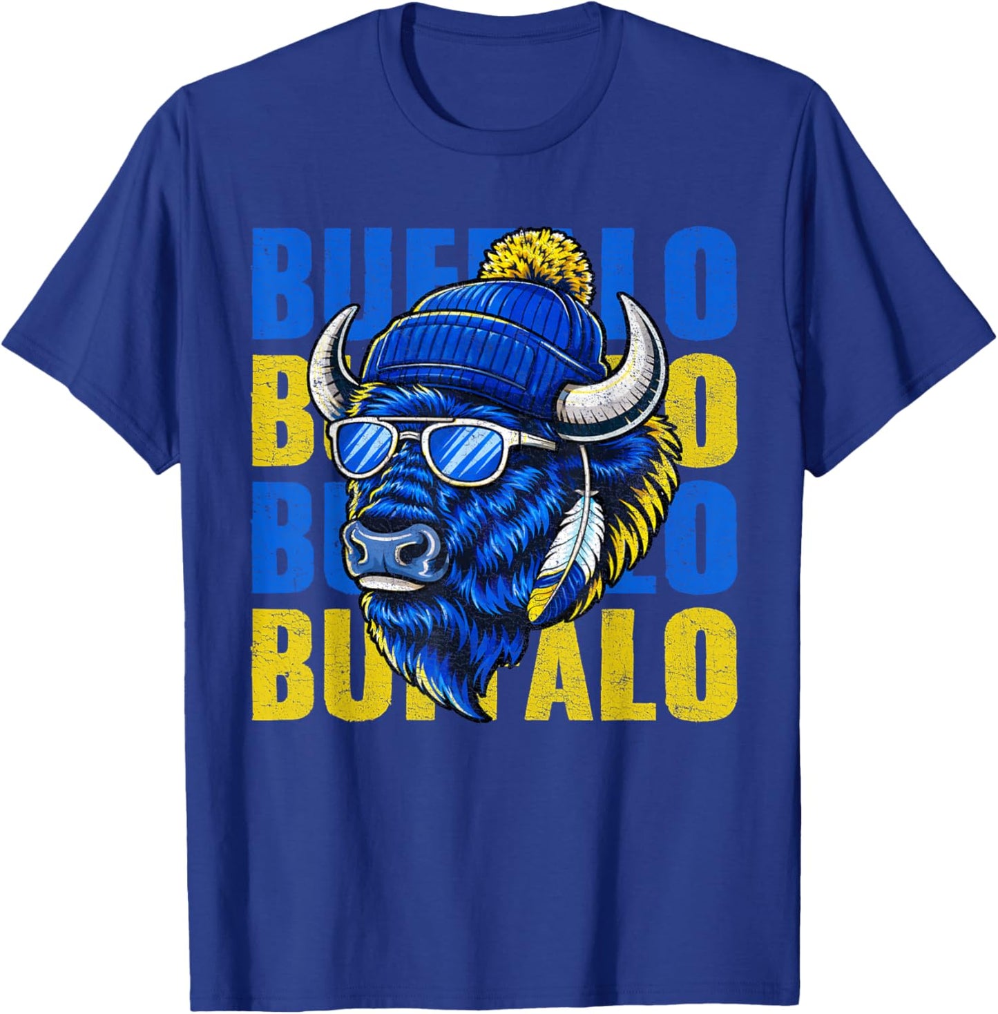 Cool Buffalo Wearing a Beanie and Sunglasses Women T-Shirt - T-Shirt | Royal