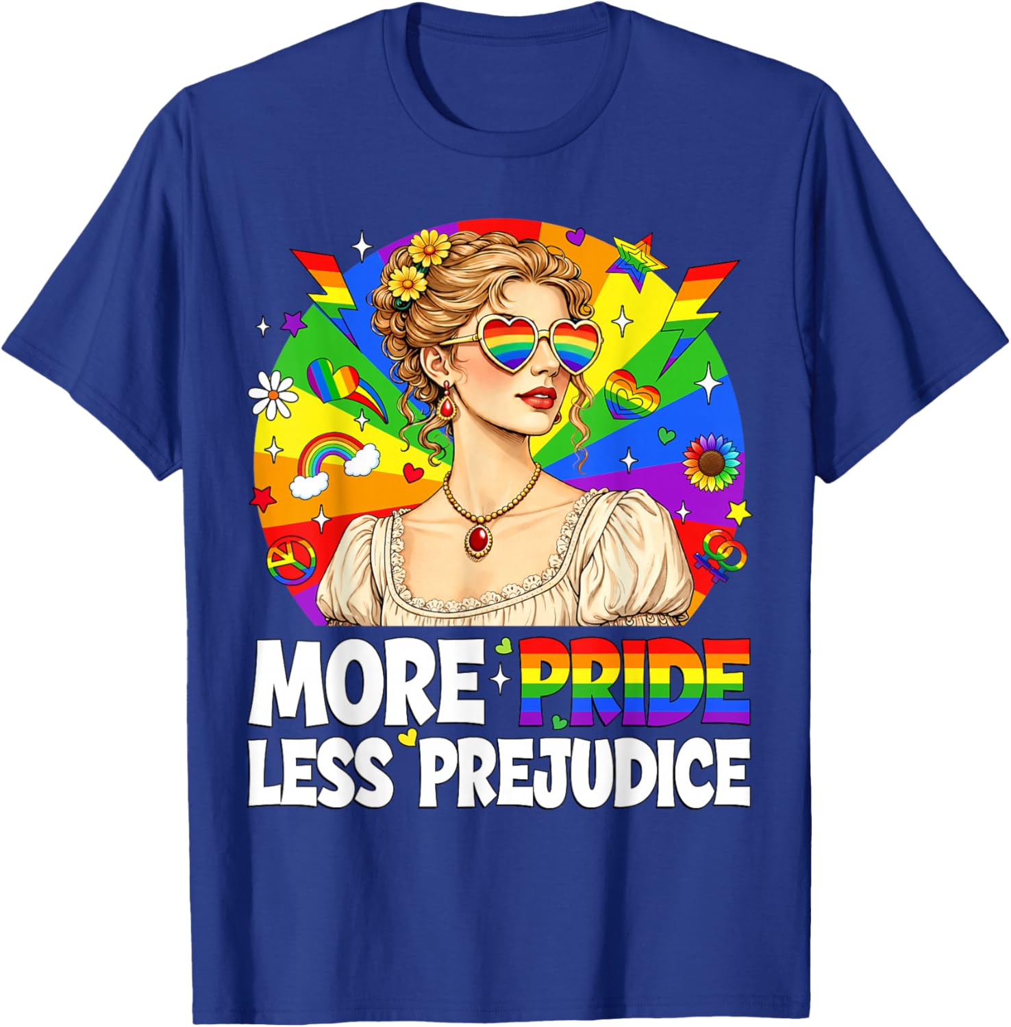 More Pride Less Prejudice Pride Month LGBTQ Gay Lesbian T-Shirt - T-Shirt | Royal
