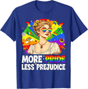 More Pride Less Prejudice Pride Month LGBTQ Gay Lesbian T-Shirt - T-Shirt | Royal