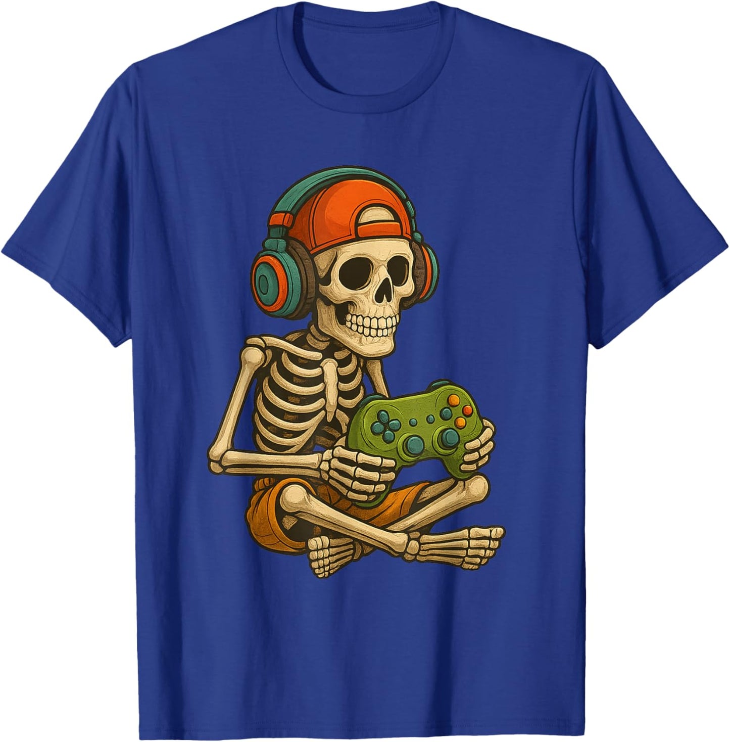 Gamer Halloween – Video Game Skeleton with Controller T-Shirt - T-Shirt | Royal