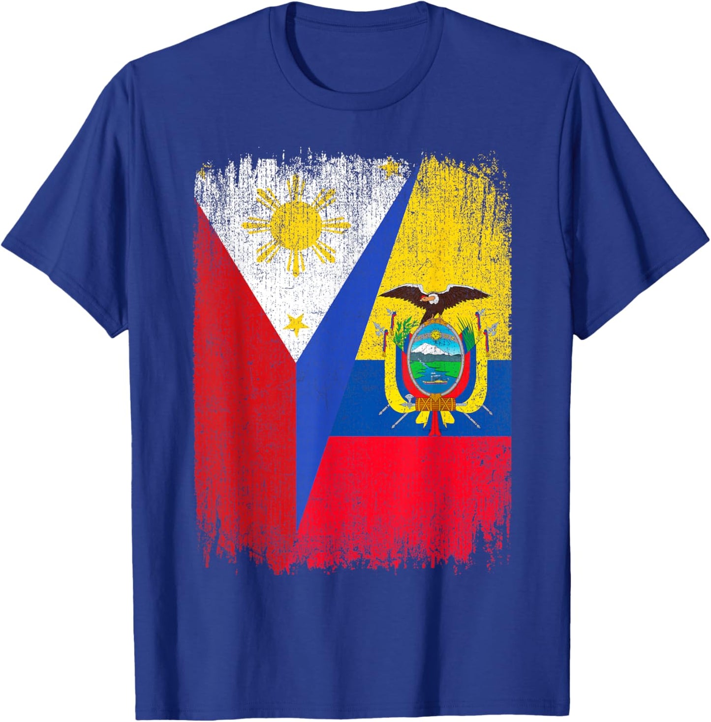 Half Philippines Ecuador Flag Filipino Ecuadorian Roots T-Shirt - T-Shirt | Royal