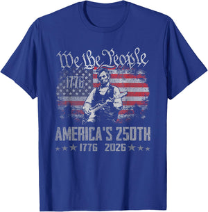 Abraham Lincoln Playing Guitar 4th July 250th Anniversary T-Shirt - T-Shirt | Royal