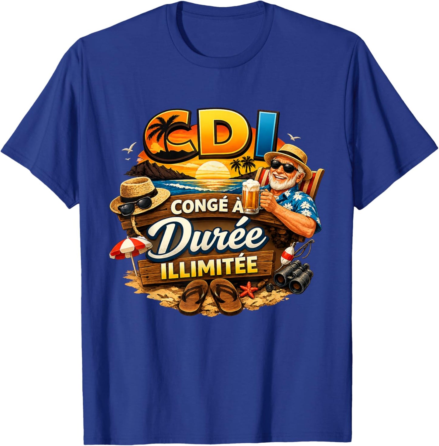 Cadeau Retraité Homme Humour Original Congé Durée Ilimitée T-Shirt - T-Shirt | Royal
