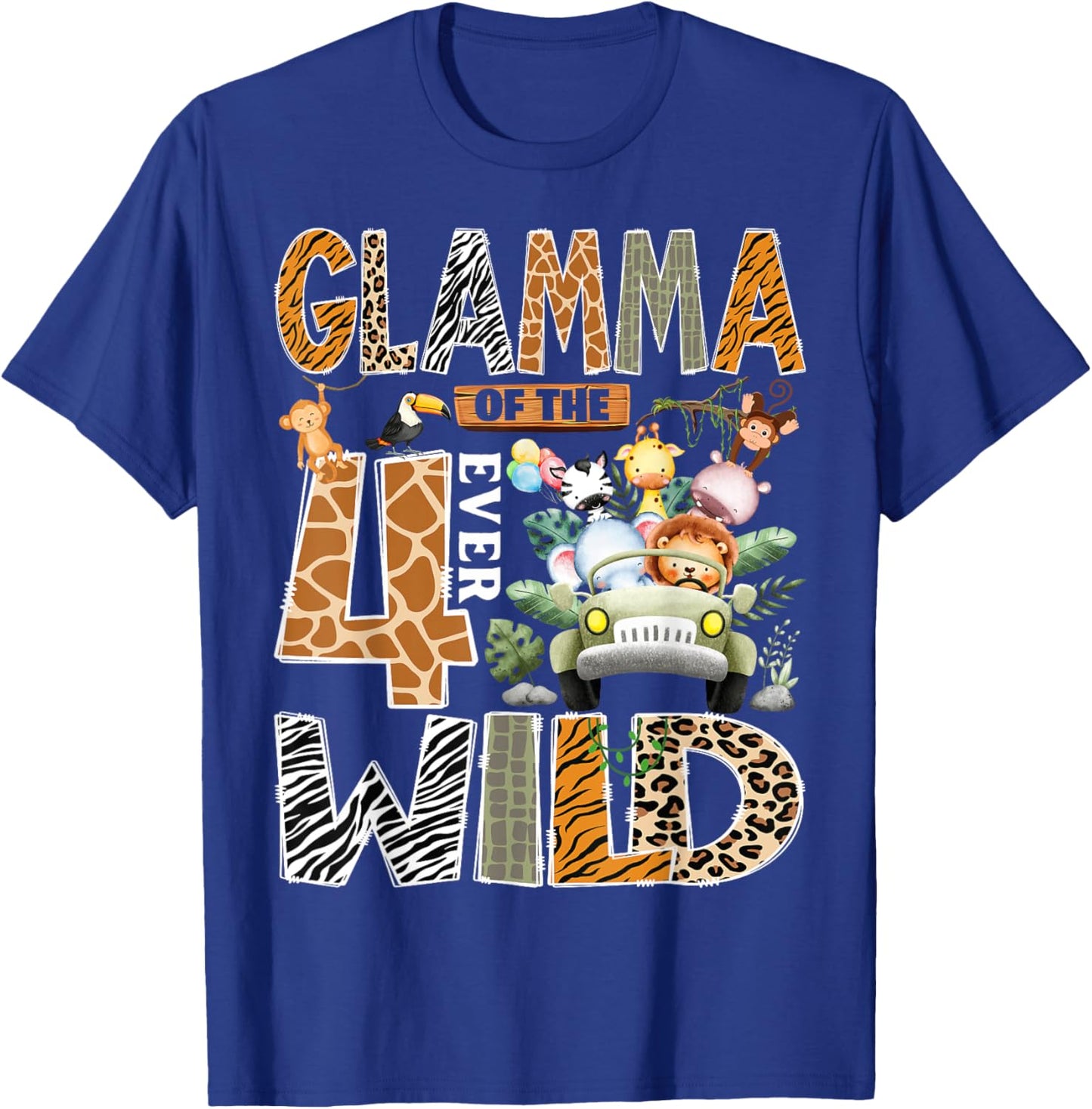 Glamma of The Four Ever Wild Safari 4th Birthday Boy T-Shirt - T-Shirt | Royal