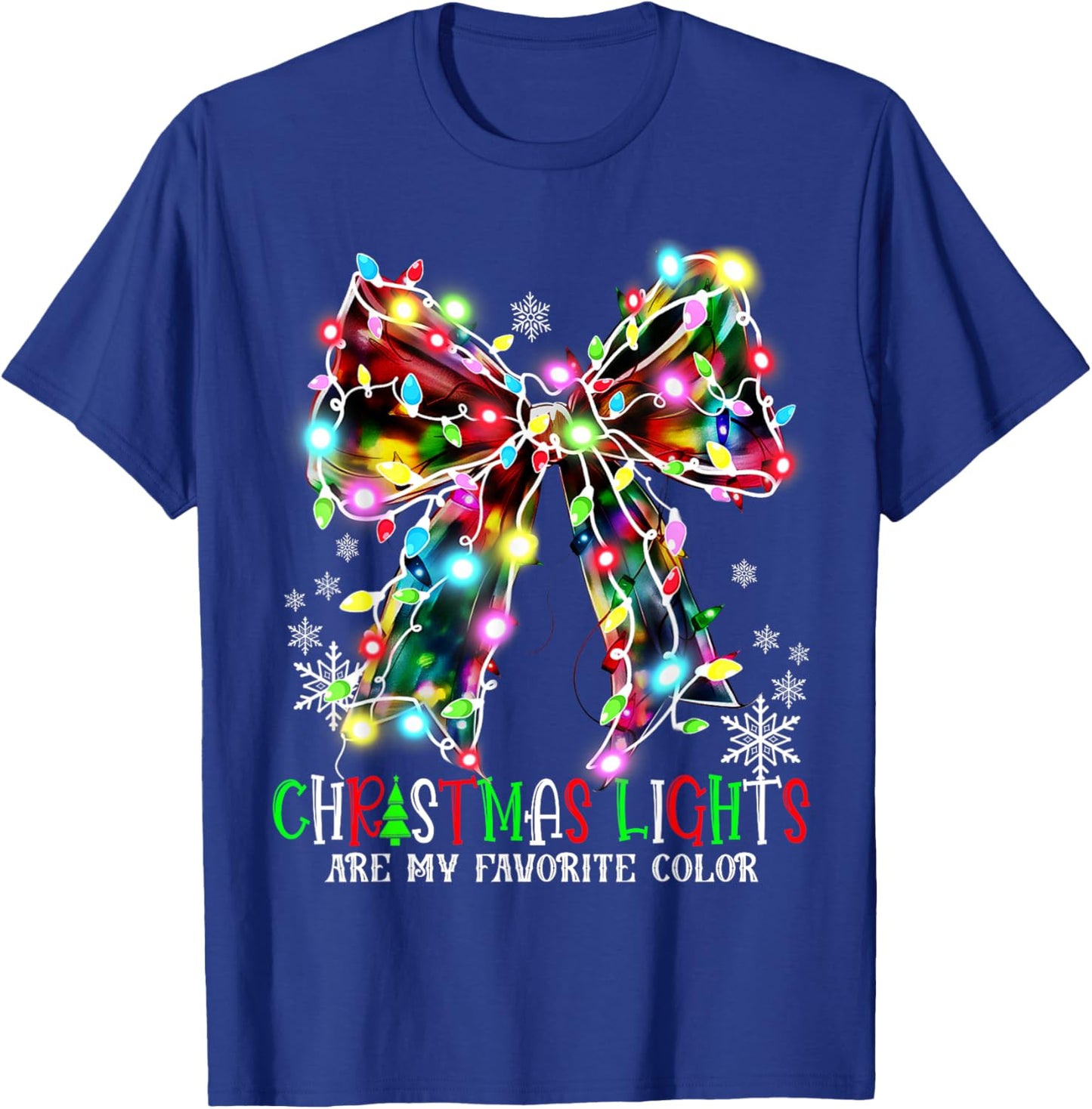 Christmas Lights Are My Favorite Color Coquette Bow Pajamas T-Shirt - T-Shirt | Royal