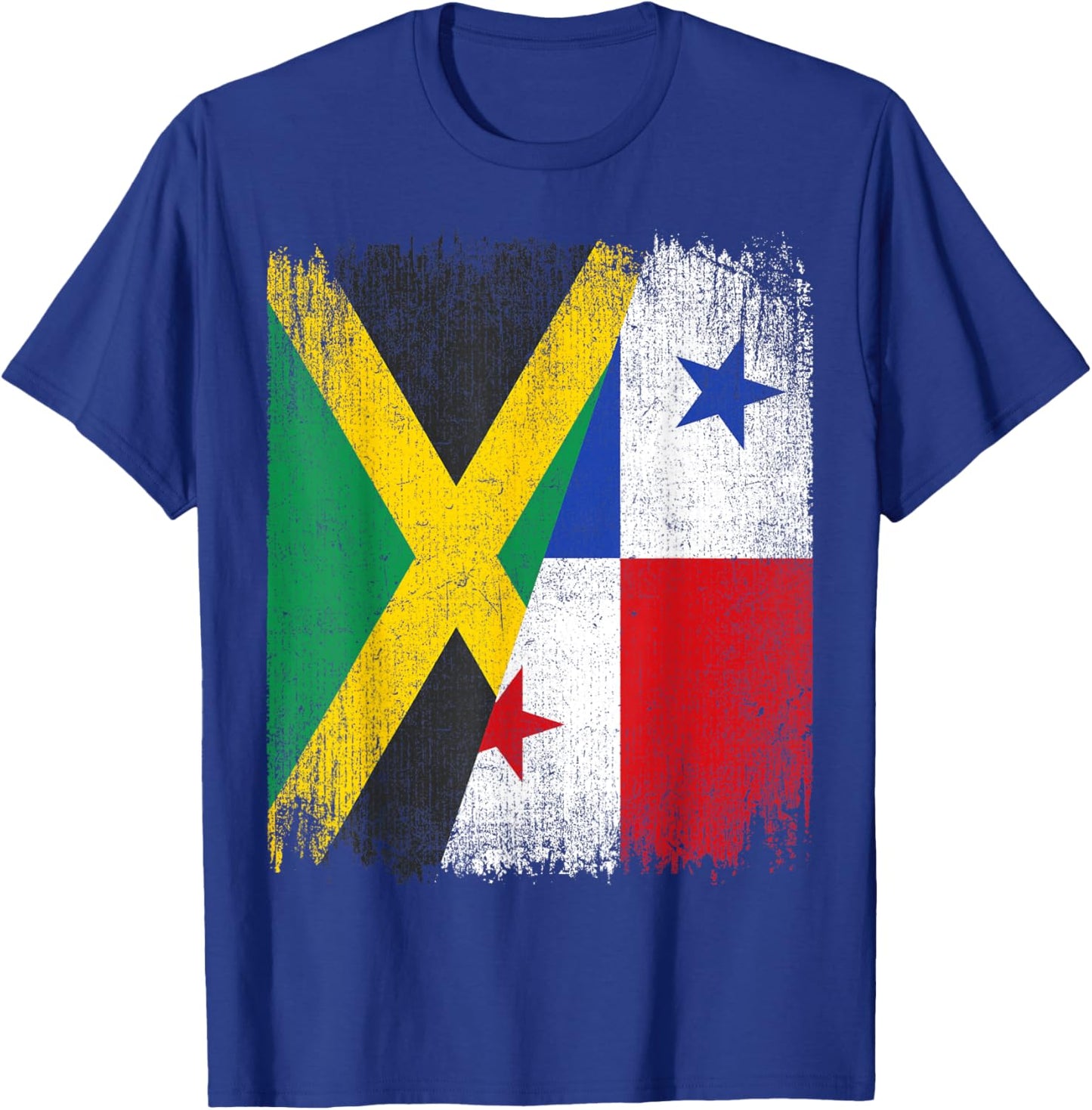 Half Jamaica Panama Flag Jamaican Panamanian Pride Roots T-Shirt - T-Shirt | Royal