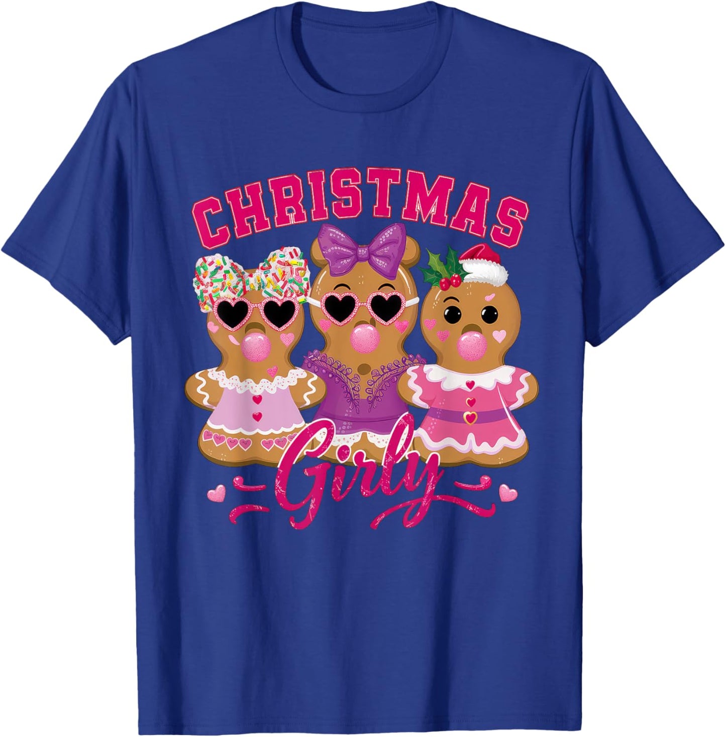 Coquette Bow Pink Gingerbread Christmas Girly Xmas Holiday T-Shirt - T-Shirt | Royal