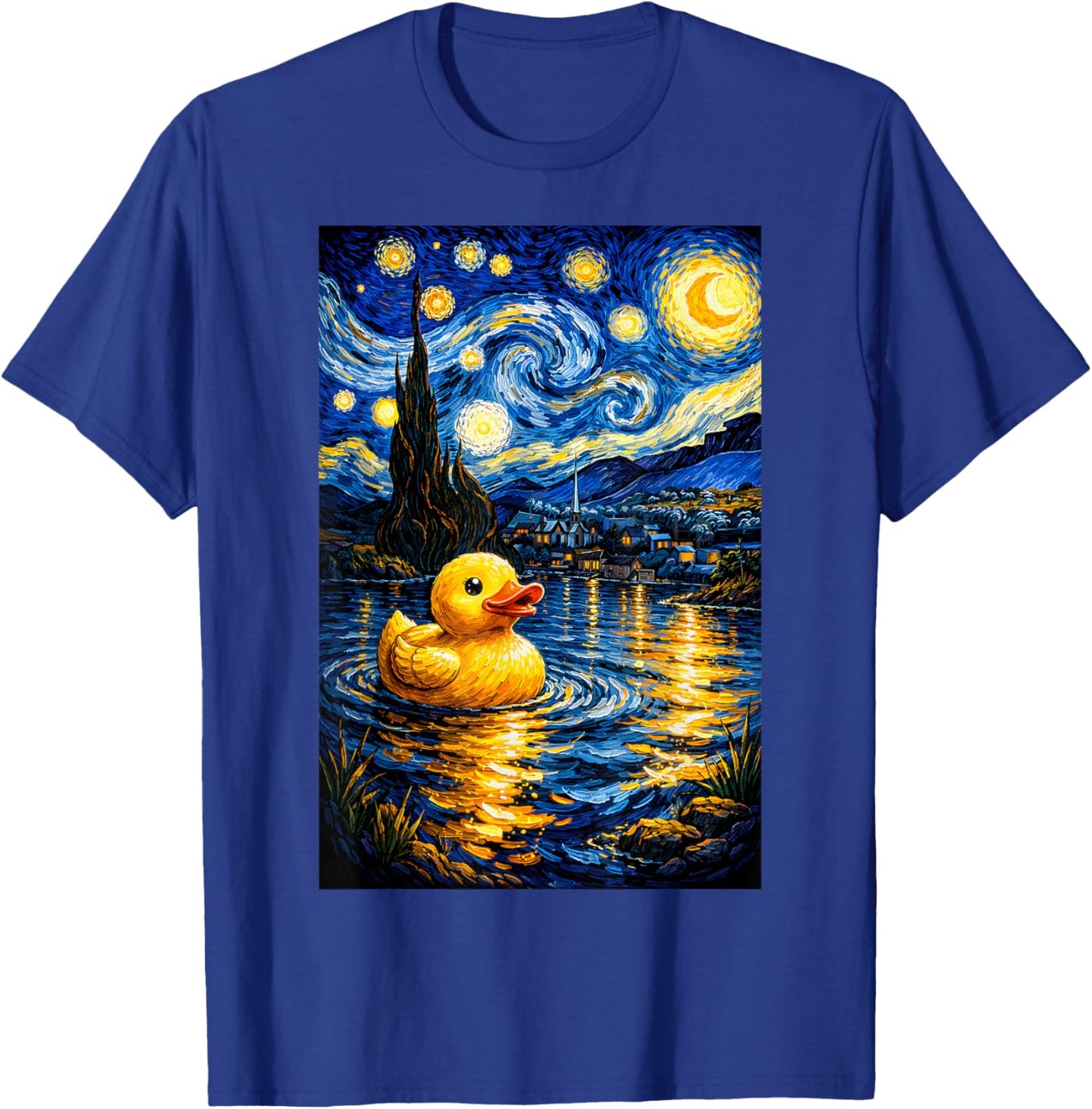 Rubber Duck Duckie Ducky Van Gogh Style Starry Night Funny T-Shirt - T-Shirt | Royal