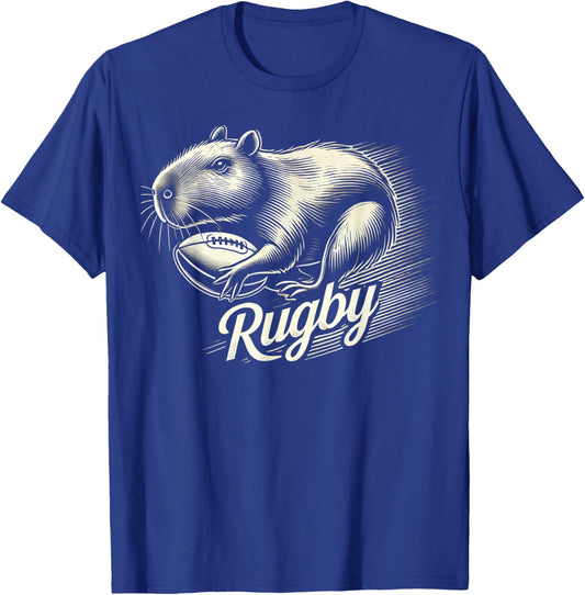 Capybara Rugby Sports Gifts Funny Rugby Player T-Shirt - T-Shirt | Royal