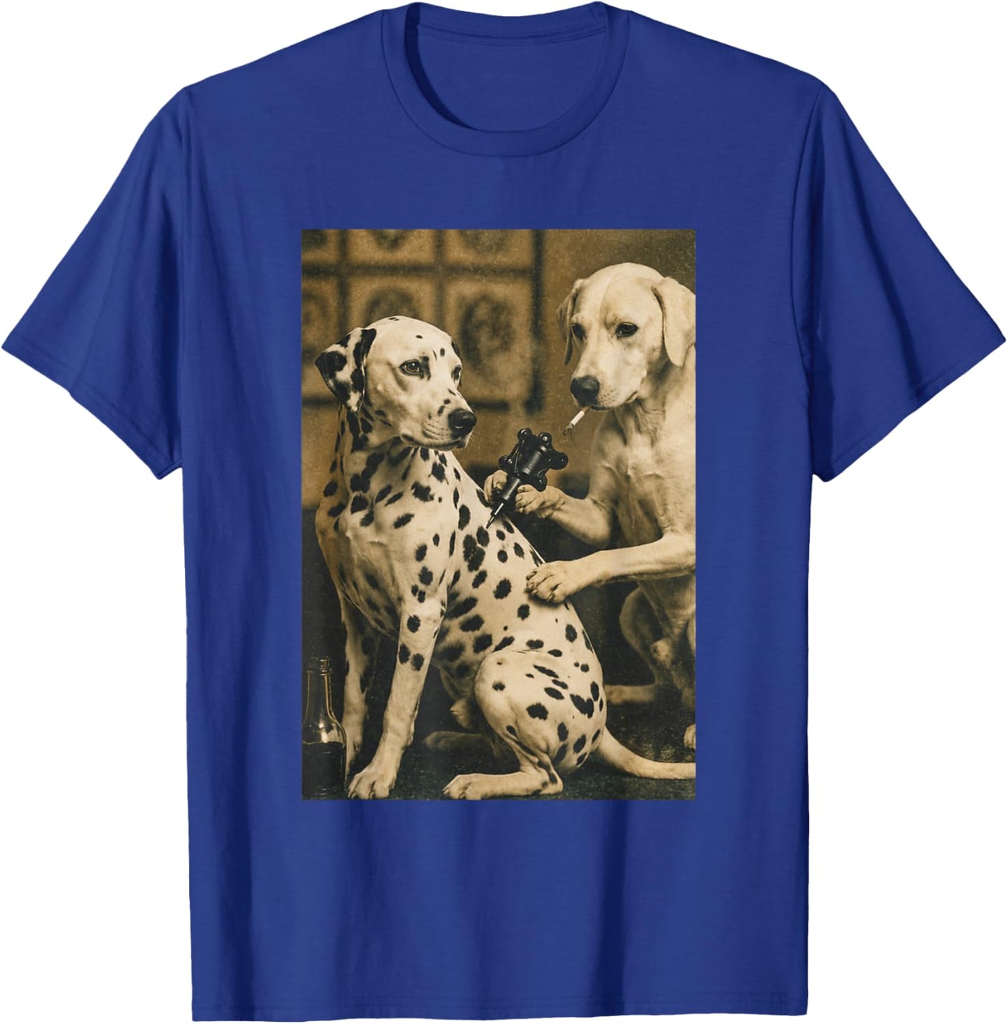 Retro Dalmatian Dog Smoking Tattoo Artist Funny Meme Graphic T-Shirt - T-Shirt | Royal