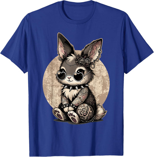 Gothic Bunny with Tattoos & Spiked Collar T-Shirt - T-Shirt | Royal
