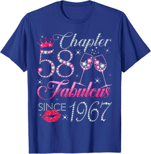 Chapter 58 Fabulous Since 1967 58Th Birthday Gift T-Shirt - T-Shirt | Royal