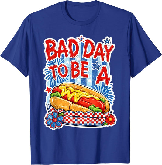 Bad Day to Be A Hot Dog Funny BBQ Grilling 4th of July T-Shirt - T-Shirt | Royal