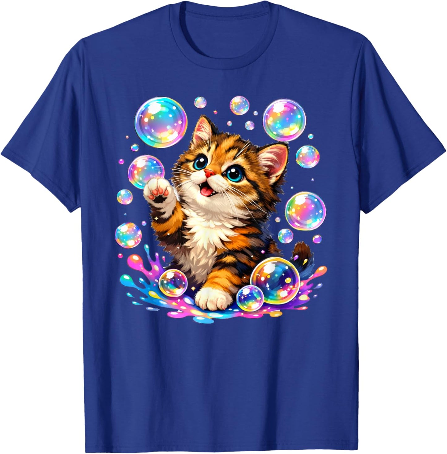 Cute Kawaii Cat Bubbles T-Shirt - T-Shirt | Royal