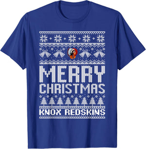 Knox Redskins Logo Merry Christmas Ugly Sweater HS T-Shirt - T-Shirt | Royal