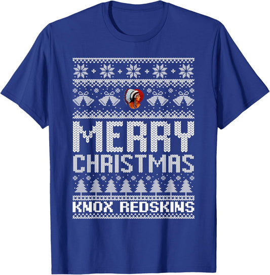 Knox Redskins Logo Merry Christmas Ugly Sweater HS T-Shirt - T-Shirt | Royal