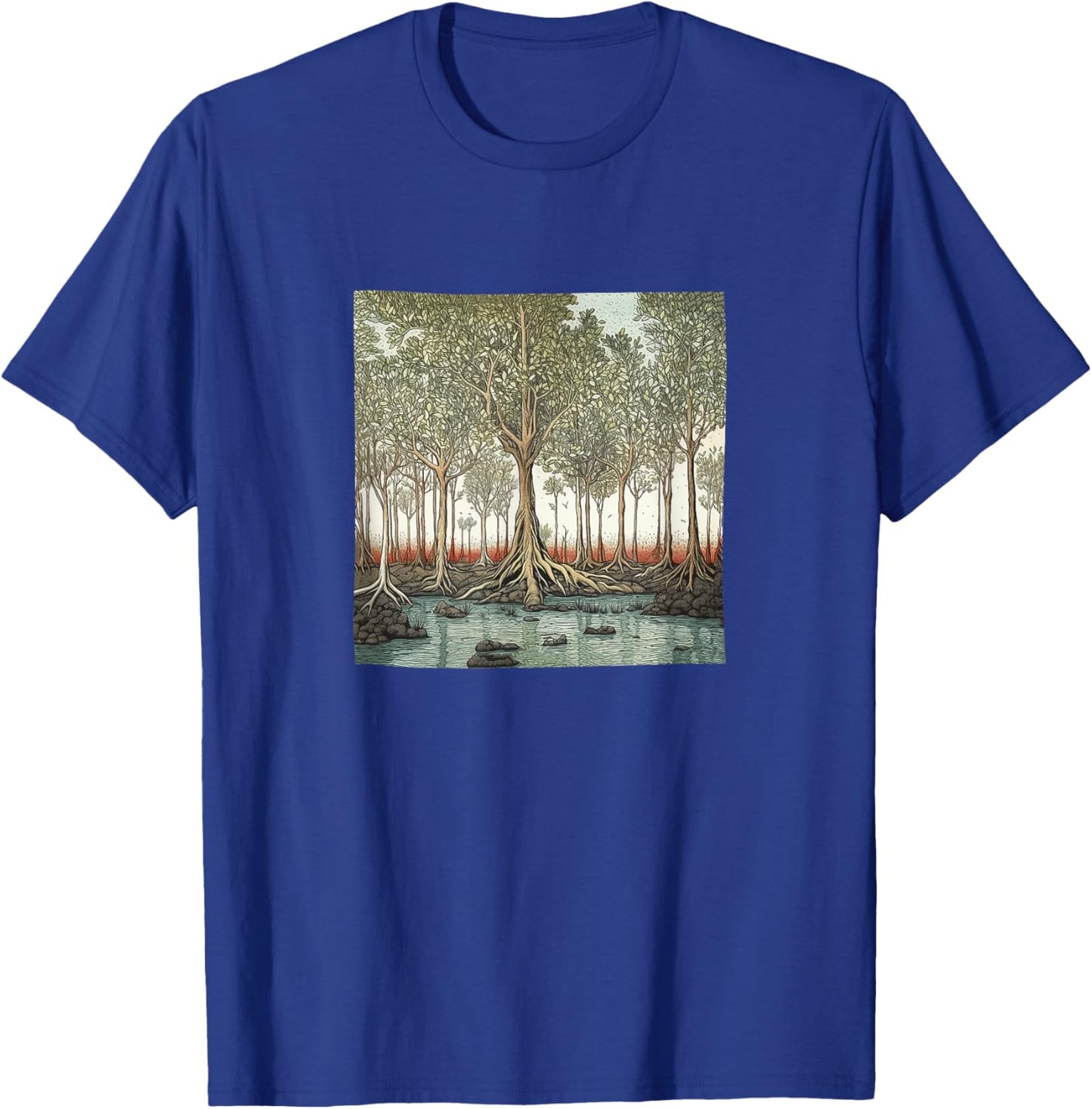 Mangrove Forest Vintage Landscape Graphic T-Shirt - T-Shirt | Royal