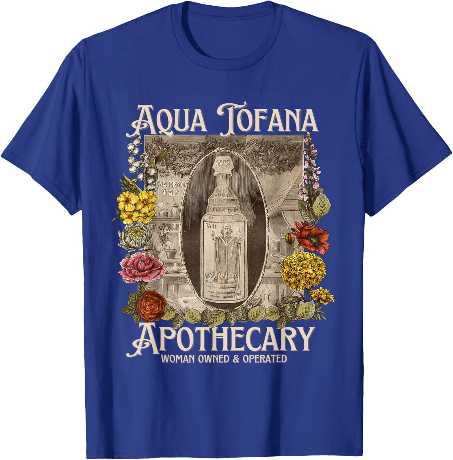 Vintage Aqua Tofana Apothecary Historical Feminist Mystery T-Shirt - T-Shirt | Royal
