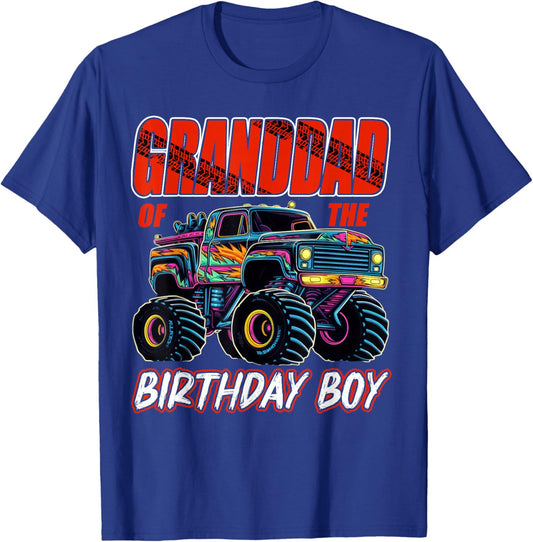 Granddad of The Birthday Boy Monster Truck Birthday T-Shirt - T-Shirt | Royal