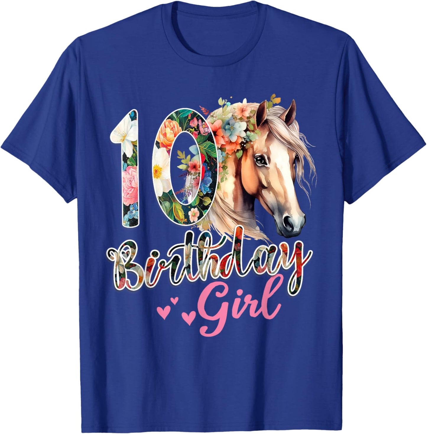 10th Birthday Horse 10 Years Old Birthday Girl T-Shirt - T-Shirt | Royal