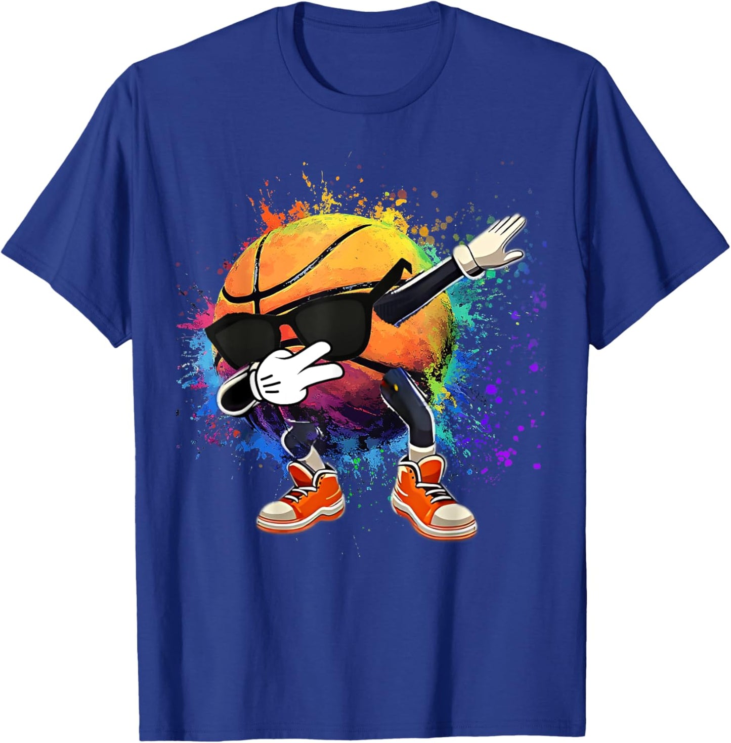 Colorful Basketball Tie Dye Color Splash Hoop Net Slam Dunk T-Shirt - T-Shirt | Royal