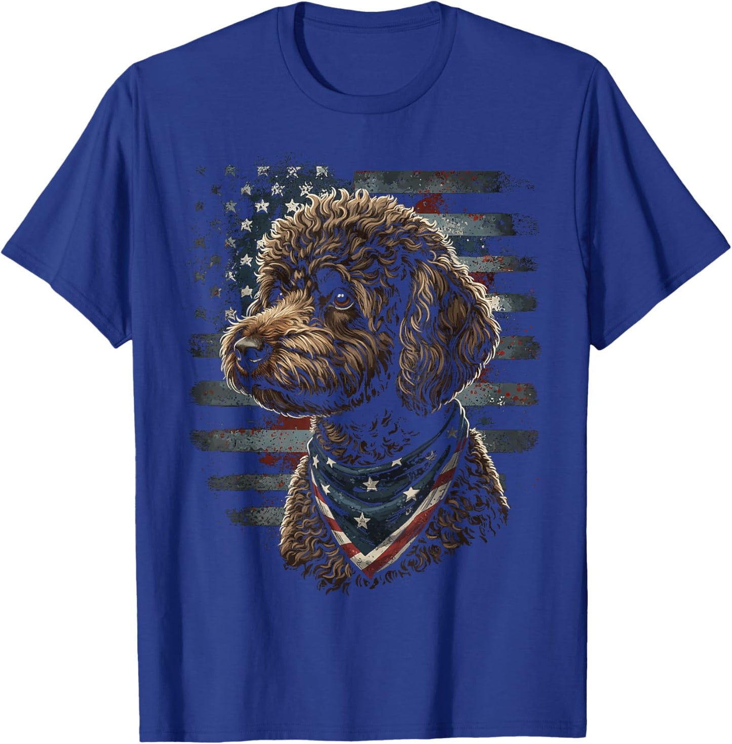 Miniature Poodle Dog American Flag Patriotic Vintage USA T-Shirt - T-Shirt | Royal