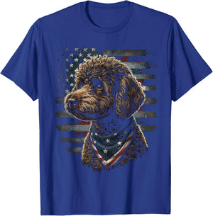Miniature Poodle Dog American Flag Patriotic Vintage USA T-Shirt - T-Shirt | Royal