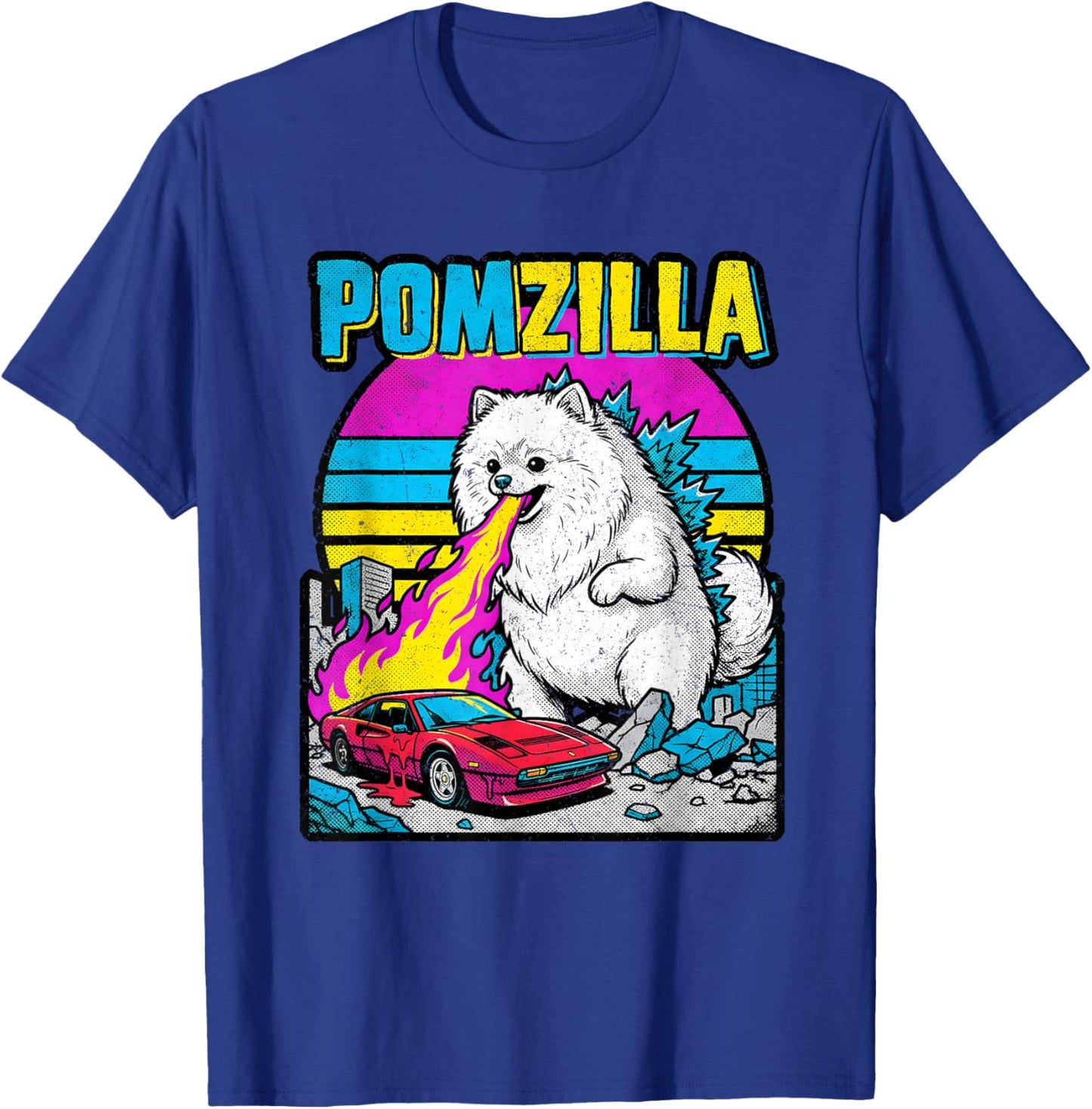 Retro Pomzilla für Männer Frauen Kinder Pomeranian Kleidung T-Shirt - T-Shirt | Royal
