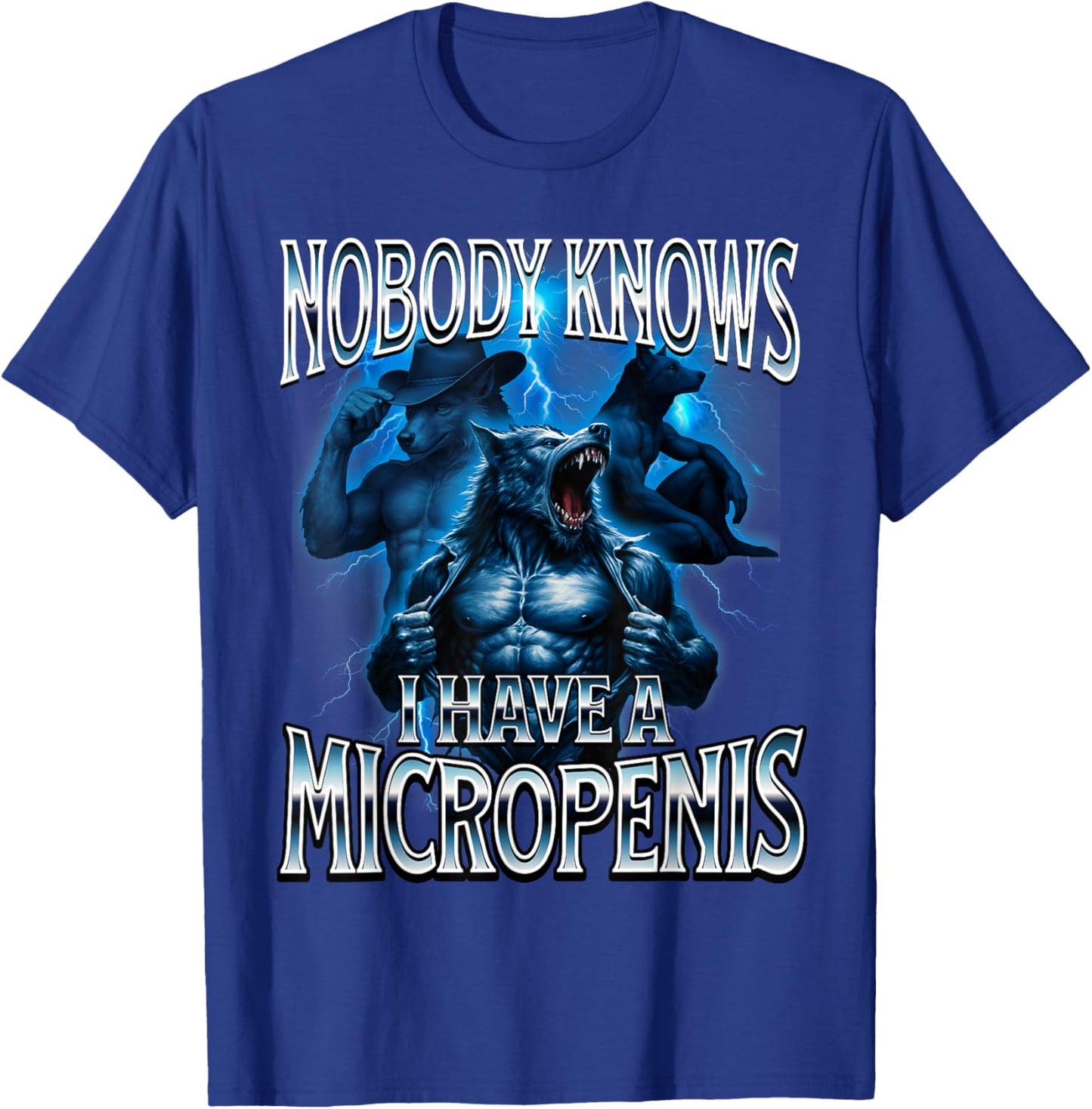 Micro Funny Unappropriate Men's Rude Wolf Embarrassing T-Shirt - T-Shirt | Royal