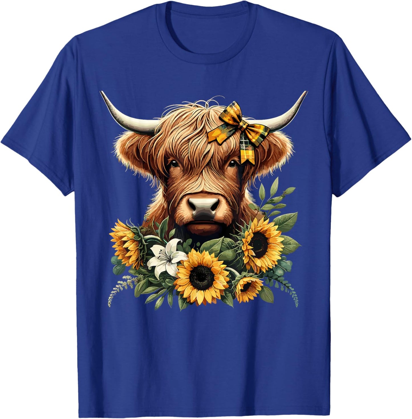 Highland Cow With Sunflowers T-Shirt - T-Shirt | Royal