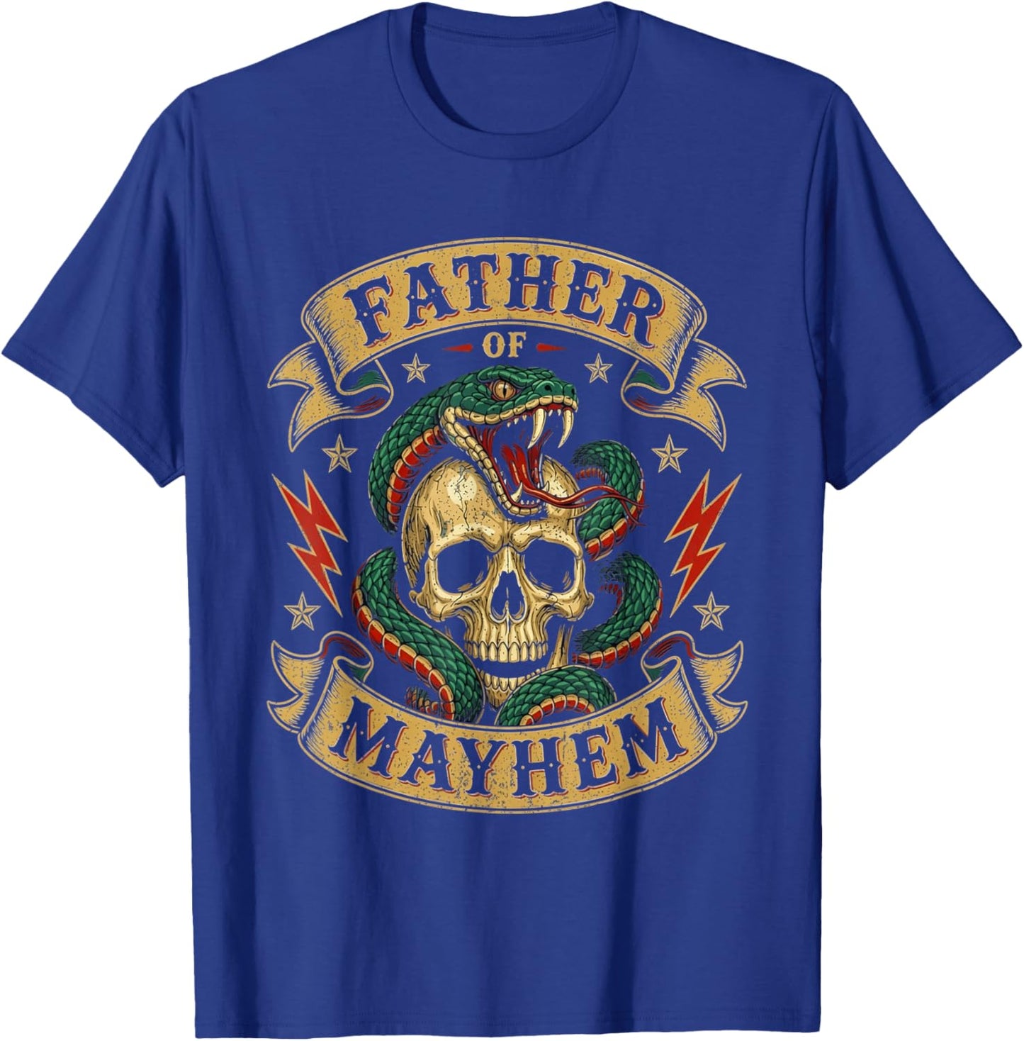 Father of Mayhem Men Dad Funny Father's Day Matching Family T-Shirt - T-Shirt | Royal