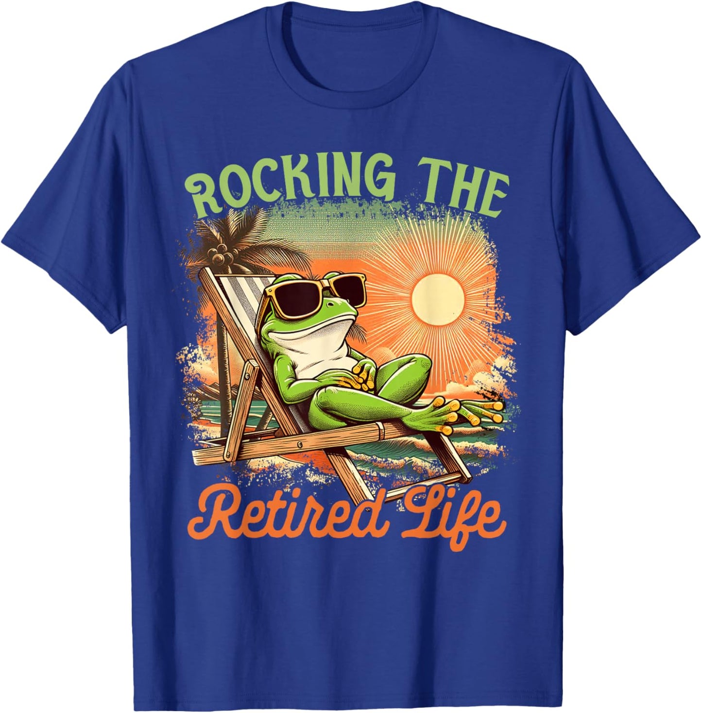 Retired Coworker Frog Retirement Rocking The Retired Life T-Shirt - T-Shirt | Royal