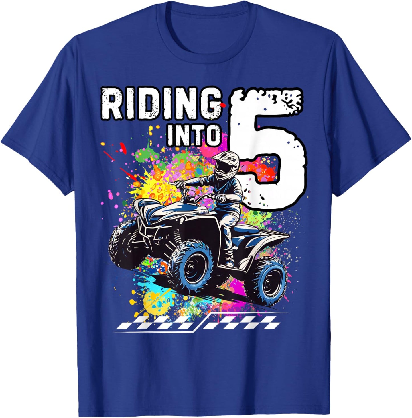 Riding Into 5 Year Old ATV Birthday T-Shirt - T-Shirt | Royal
