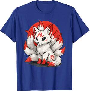 Kitsune Lachen Japanischer Fuchs Neuschwanz Anime Manga T-Shirt - T-Shirt | Royal